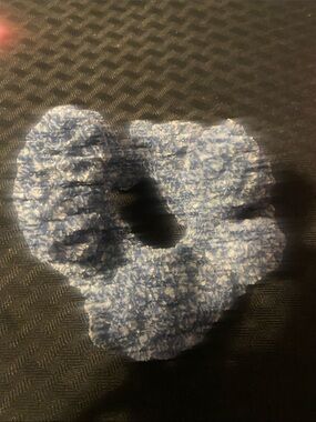 Handcrafted Plush Blue denim color with white pecks  Scrunchie